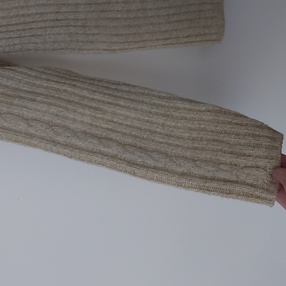 Vintage Faded Glory Hooded Cable/Fisherman Knit Sweater Oatmeal Size M - Picture 3 of 6
